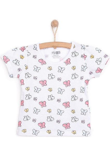 Basic Kız Kelebek Desenli T-Shirt Kız Bebek