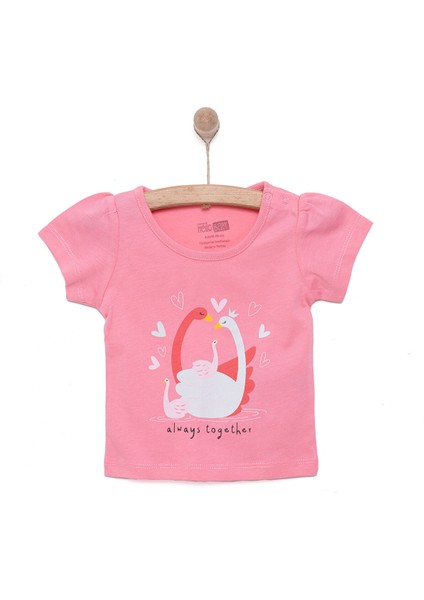 Basic Kız Kuğu Baskılı T-Shirt Kız Bebek