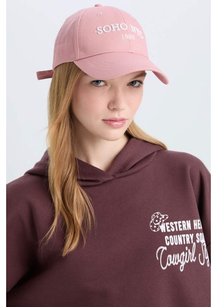 Kadın Etiket Baskılı Dokuma Beyzbol Basketbol Şapkası D9477AX25SM
