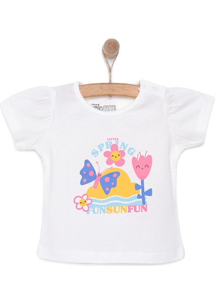 Basic Kız Kelebek Baskılı T-Shirt Kız Bebek