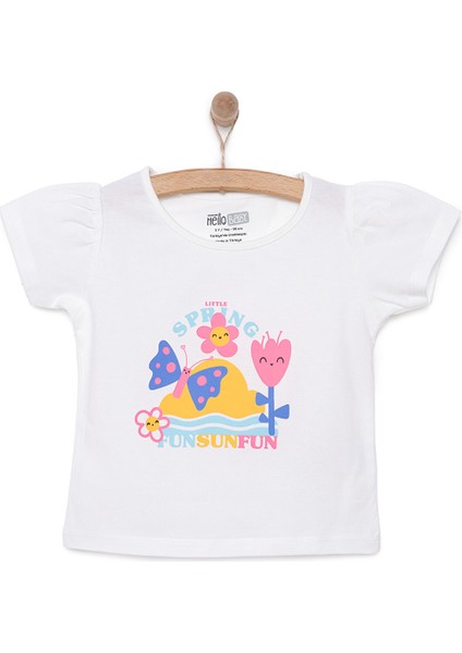 Basic Kız Kelebek Baskılı T-Shirt Kız Bebek