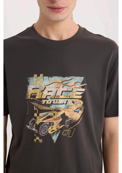 %100 Pamuk Hot Wheels Bisiklet Yaka Baskılı Kısa Kollu Tişört D6816AX25SP indirimleri