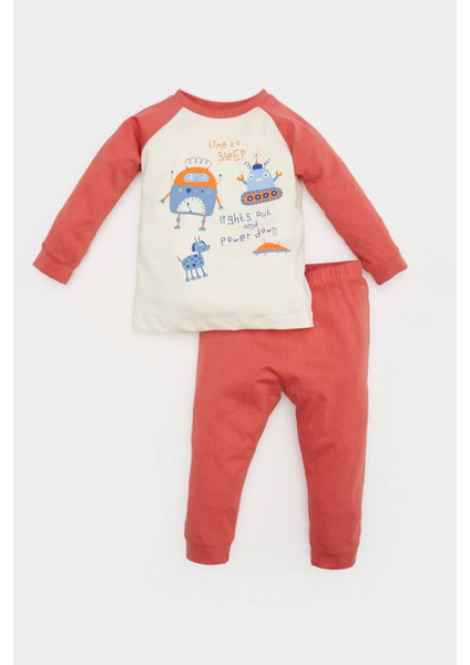 Erkek Bebek Pijama Takımı Araç Baskılı Uzun Kollu Penye Üst Beli Lastikli Uzun Alt E0758A525SP