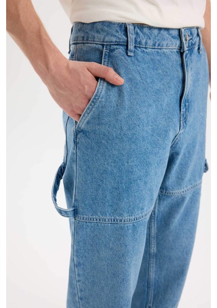 %100 Pamuk Relax Fit Rahat Kalıp Geniş Paça Jean Pantolon E3334AX25SP
