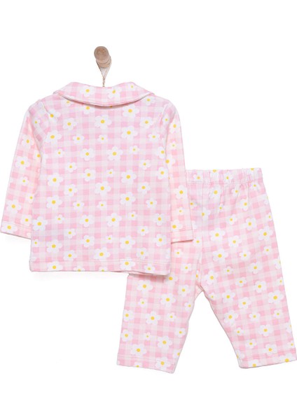 Kız Çiçek Desenli Gömlek Yaka Pijama Takımı