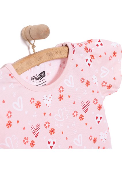 Basic Kız Meyve Yiyen Kedi Desenli T-Shirt Kız Bebek