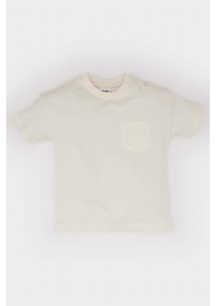 Erkek Bebek Bisiklet Yaka Basic Düz Kısa Kollu Tişört B7005A525SM