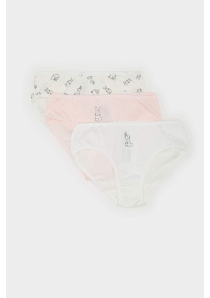 Kız Çocuk Desenli 3'lü Slip Külot E7068A825SP