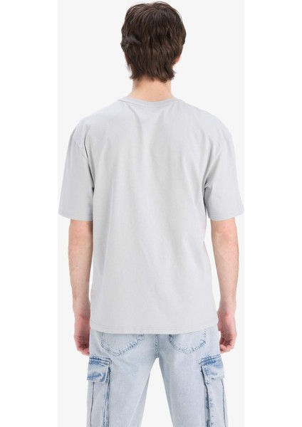 %100 Pamuk Boxy Fit Bisiklet Yaka Baskılı Kısa Kollu Tişört D5586AX25SP indirimleri