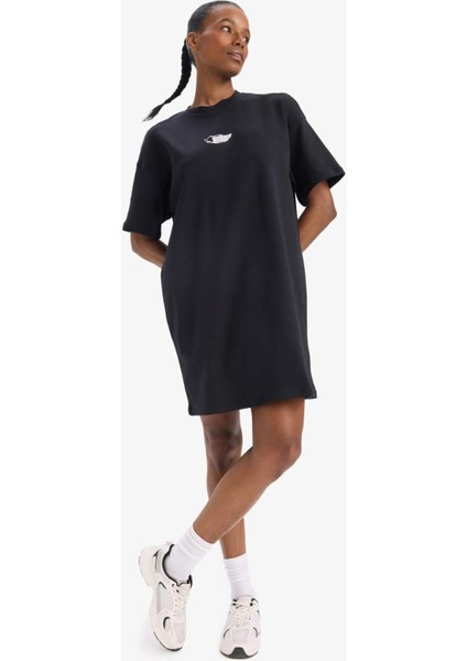 Fit Standart Fit Baskılı Sporcu Kısa Kollu Mini Tişört Elbise E4535AX25SP fiyatları