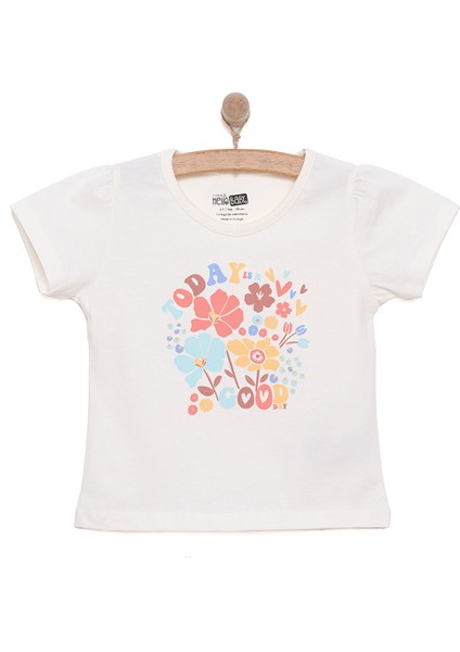 Basic Kız Çiçek Baskılı T-Shirt Kız Bebek