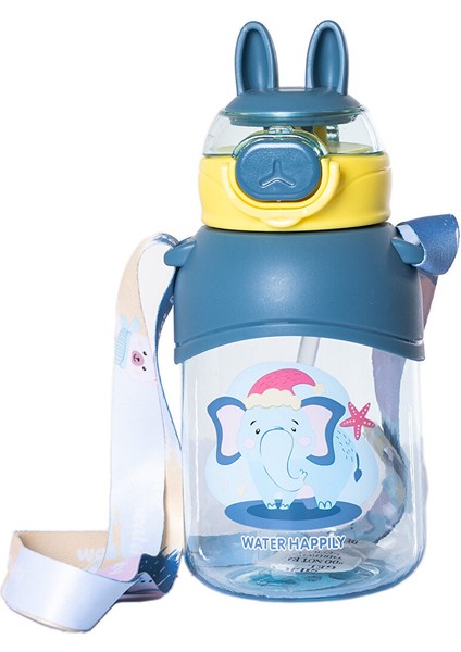 Pipetli Su Matarası 650 ml Mavi