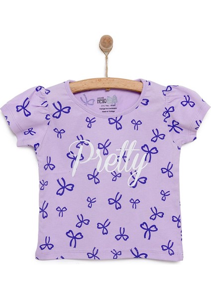 Basic Kız Kurdele Desenli T-Shirt Kız Bebek