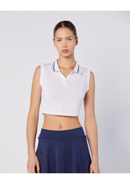 Elegance Polo Tank Kadın Beyaz Regular Fit Atlet