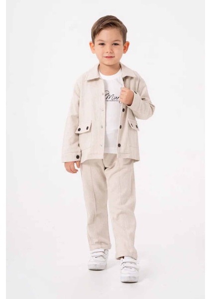 Çimalı Erkek Çocuk Düğmeli Ceketli 3 lü takım - Krem fiyatları