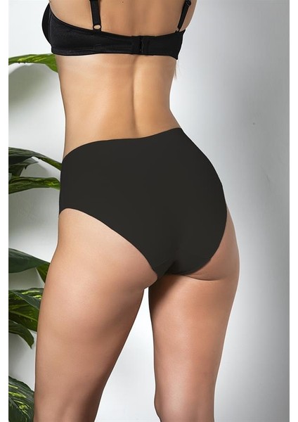 3'lü Paket Dikişsiz, Iz Yapmaz, Lazer Kesim, Yüksek Bel Slip Külot Siyah (BRF21263)