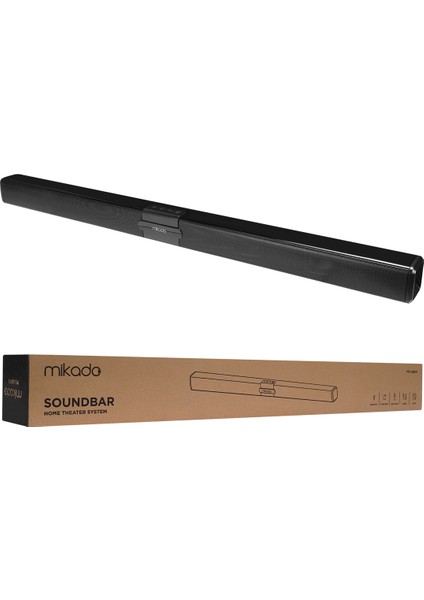 Siyah 10WX2 12V/1.5A Bt USB Aux Tf Kartlı Ev Sinema Soundbar Hoparlör MD-SB101 (4778)