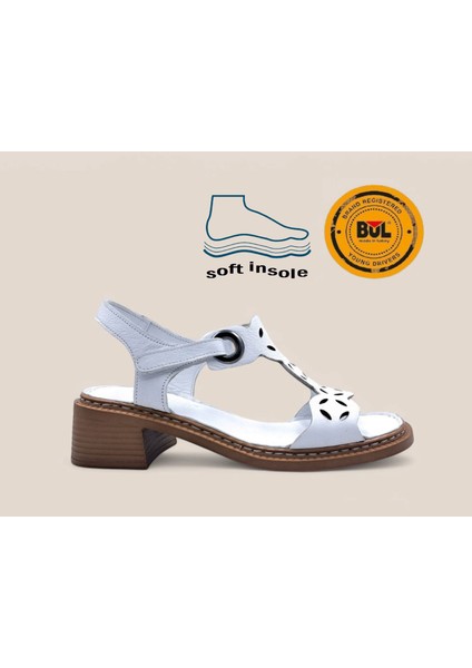 B251674 Deri Cırtlı Kadın Beyaz Topuklu Sandalet fiyatları
