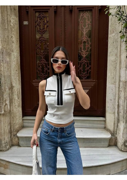 Fermuarlı Kolsuz Bluz fırsatları