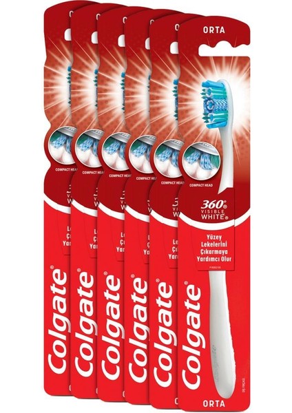360 Visible White Beyazlatıcı Orta Diş Fırçası X6