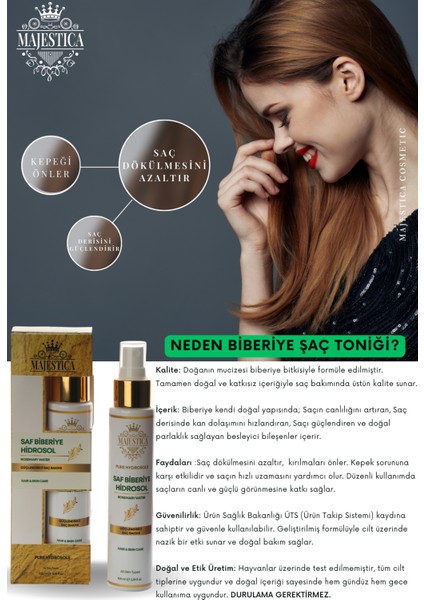 Saf Biberiye Suyu Saç Bakımı Toniği Besleyici Etki Tüm Cilt Tipleri İçin 100 ml fiyatları