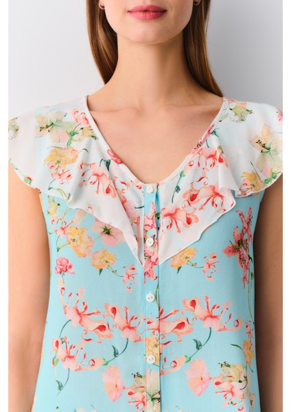 Flowers Askılı Maskülen Pijama Takımı