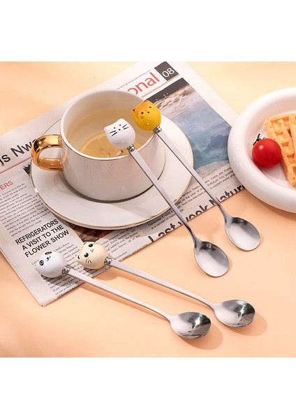 Yeni Çizgi Film Serisi Çocuklar Seramik Saplı Paslanmaz Çelik Kaşık (Yurt Dışından) modelleri