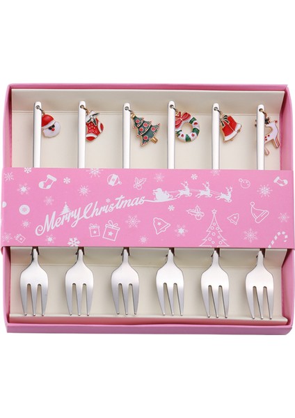 304 Paslanmaz Çelik Noel Karikatür Çocuk Çatal Seti (Yurt Dışından)