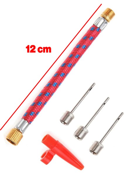 Metal Plastik Pompa Ucu Iğne Seti 5'li Hortum Bağlantılı Bisiklet Top Yat Şambrel Teker Şişirme Jakı