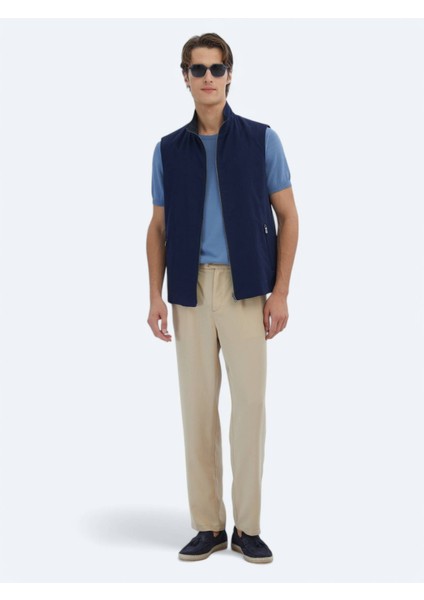 Lacivert Pamuk Karışımlı Dokuma Spor Yelek fiyatları