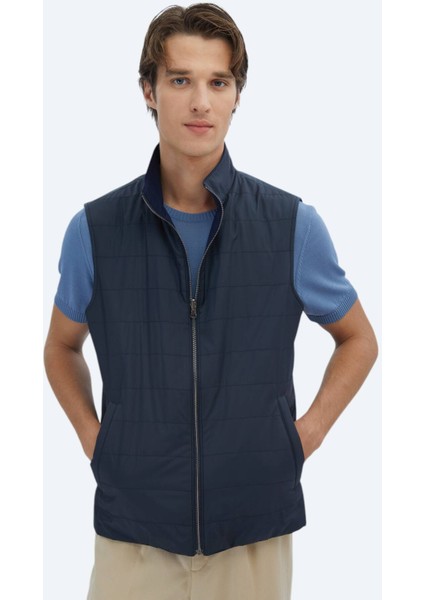 Lacivert Pamuk Karışımlı Dokuma Spor Yelek modelleri