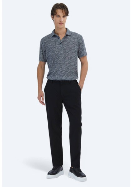 Siyah Dokuma Casual Pantolon