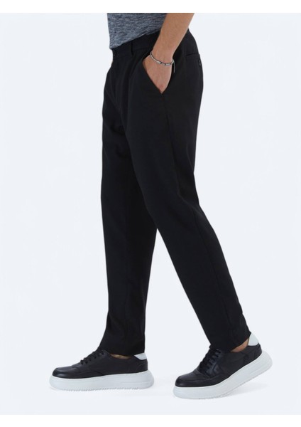 Siyah Dokuma Casual Pantolon
