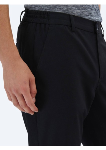 Siyah Dokuma Casual Pantolon