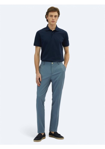 Havacı Mavi Dokuma Jogging Fit Casual Pantolon