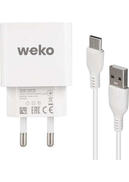 WK-21435 M7 2.1 Amper Telefon Şarj Adaptörü + Type-C Kablo