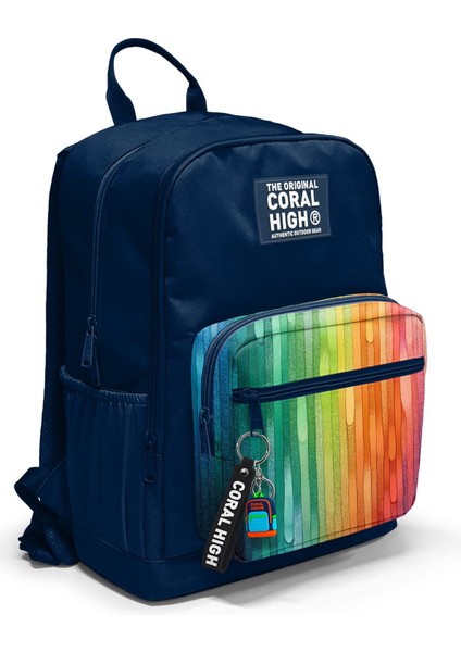 Lacivert Renkli Çizgili Okul Sırt Çantası 23690