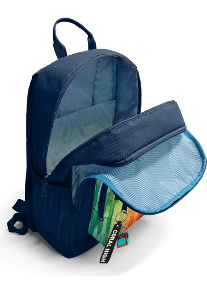 Lacivert Renkli Çizgili Okul Sırt Çantası 23690 modelleri