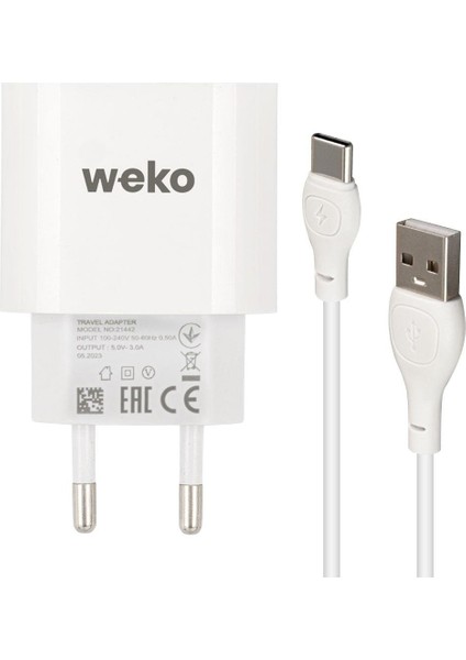 WK-21442 Pdu Qc 3.0 Amper Telefon Şarj Başlık Adaptörü + Type-C Kablo