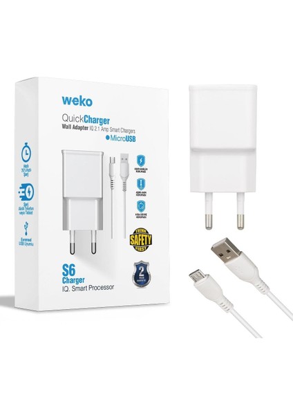 WK-21434 2.1 Amper Telefon Şarj Adaptörü + Micro USB Kablo