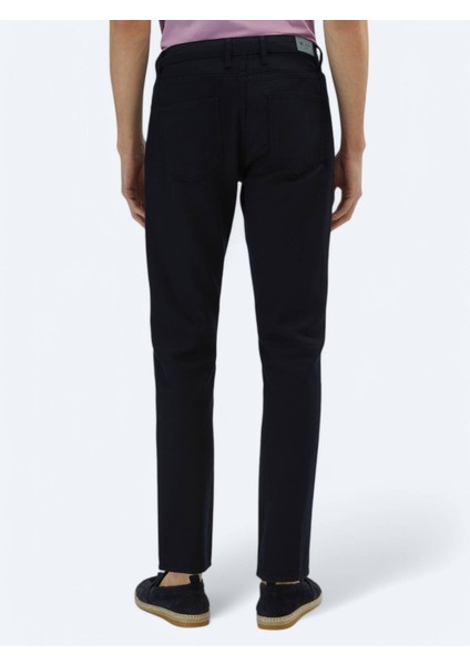 Lacivert Düz Dokuma Regular Fit Casual Pamuk Karışımlı Pantolon