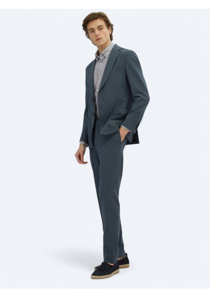 Açık Lacivert Çizgili Modern Fit Örme Takım Elbise fiyatları