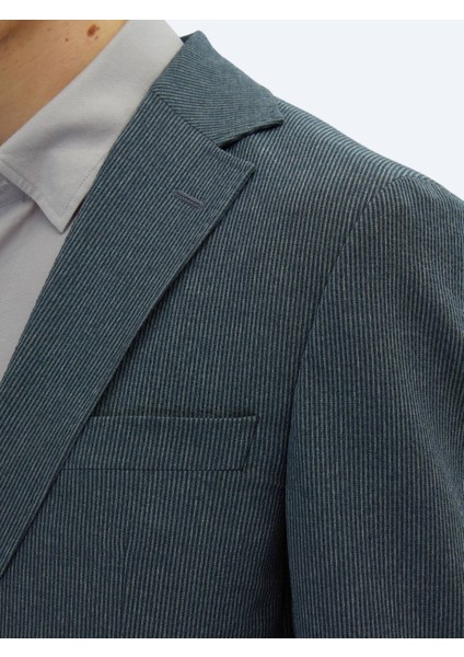 Açık Lacivert Çizgili Modern Fit Örme Takım Elbise indirimleri