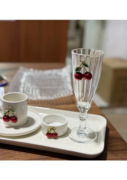 6 Kişilik 30 Parça Kirazlı Porselen Kahve Sunum Seti