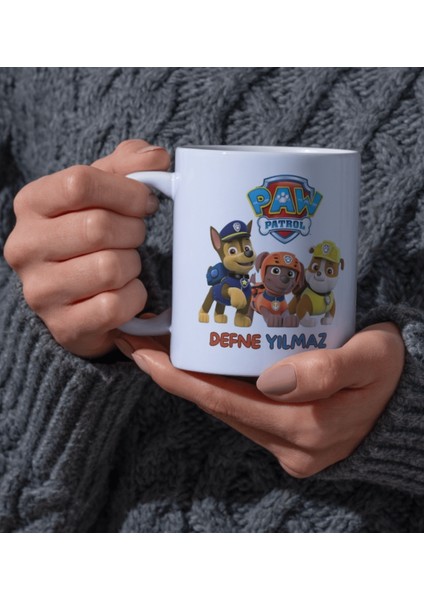Çocuklar İçin Çift Taraflı Baskı Çizgi Film Karakterli Eğlenceli Paw Patrol Tasarımlı Kupa Bardak