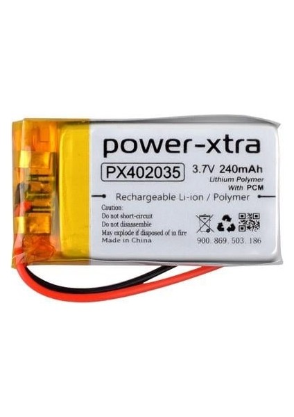PX402035 - 3.7V 240 Mah Li-Polymer Pil - Devreli