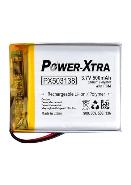 PX503138 - 3.7V 500 Mah Li-Polymer Pil - Devreli