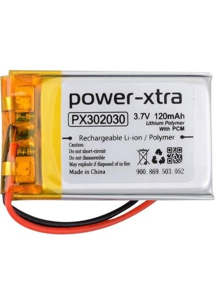 PX302030 - 3.7V 120 Mah Li-Polymer Pil - Devreli