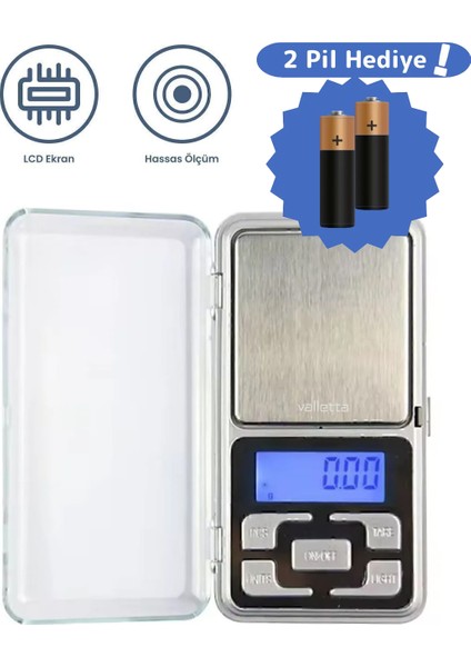 Bandos Pil Hediyeli Dijital Hassas Elektronik Kuyumcu Cep Terazisi Tartı 300 gr