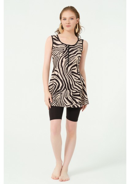 Zefira Desenli Sıfır Kol Yarı Kapalı Mayo fırsatları